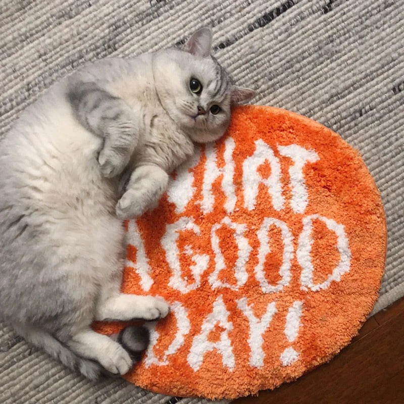Orange Positivity 'What A Good Day' Tufted Rug