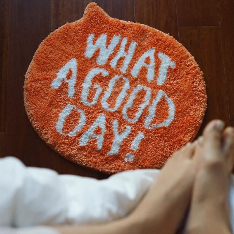 Orange Positivity 'What A Good Day' Tufted Rug