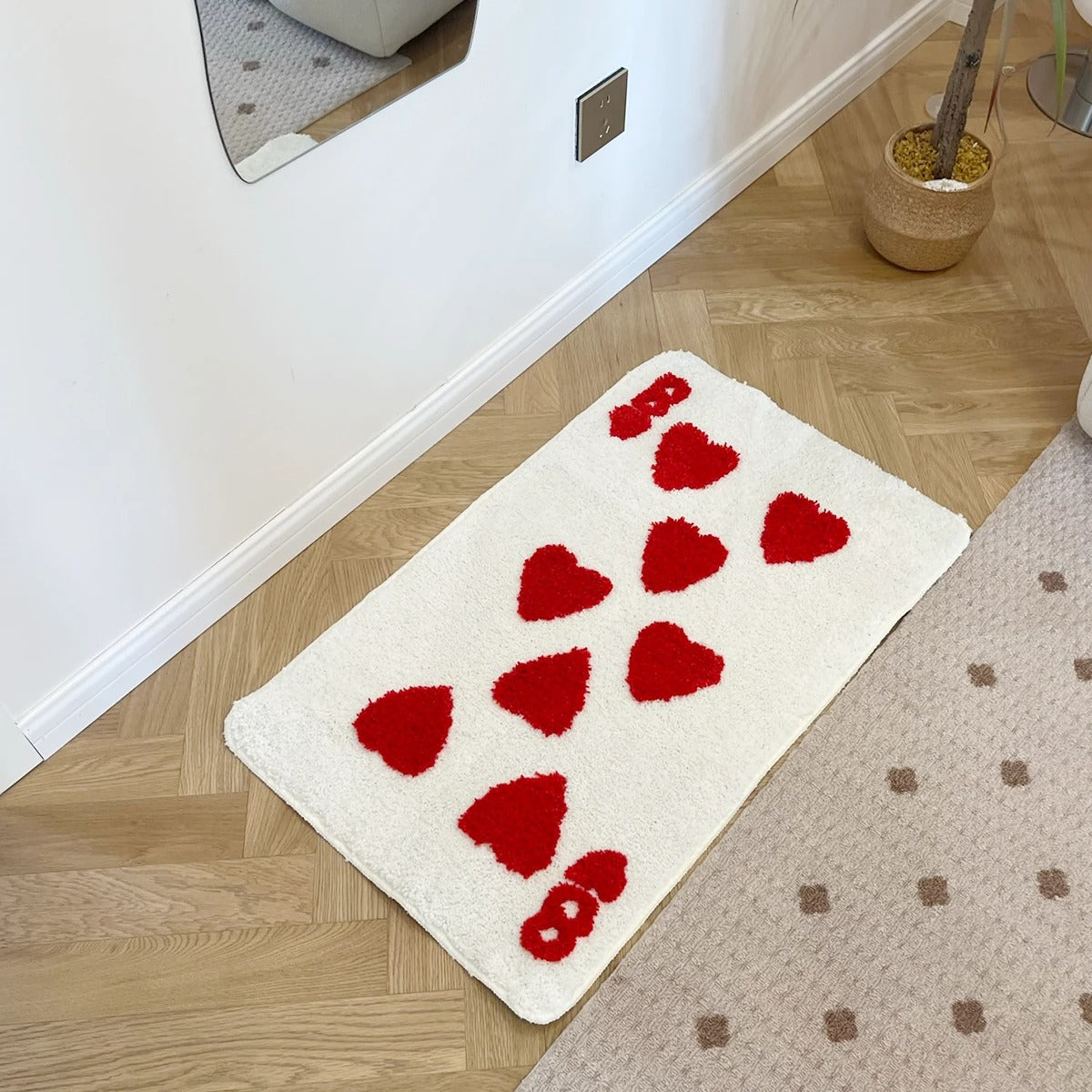 Poker Card '8 of Hearts' Tufted Rug