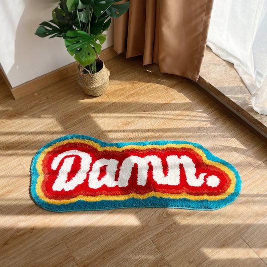 Rainbow 'Damn' Letter Element Tufted Rug