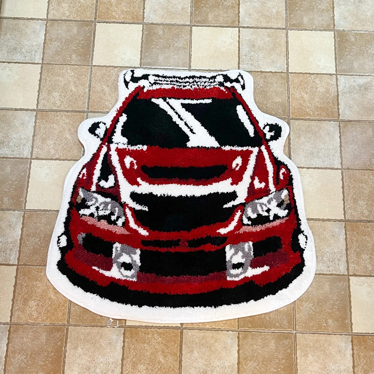 Red Mitsubishi Lancer Evolution Evo IX Car Enthusiast Tufted Rug