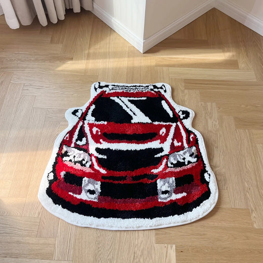 Red Mitsubishi Lancer Evolution Evo IX Car Enthusiast Tufted Rug