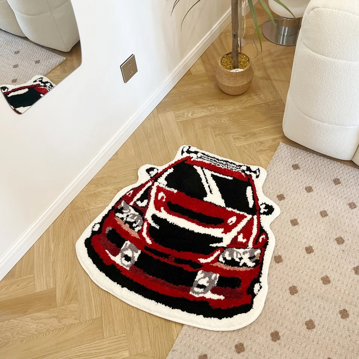 Red Mitsubishi Lancer Evolution Evo IX Car Enthusiast Tufted Rug