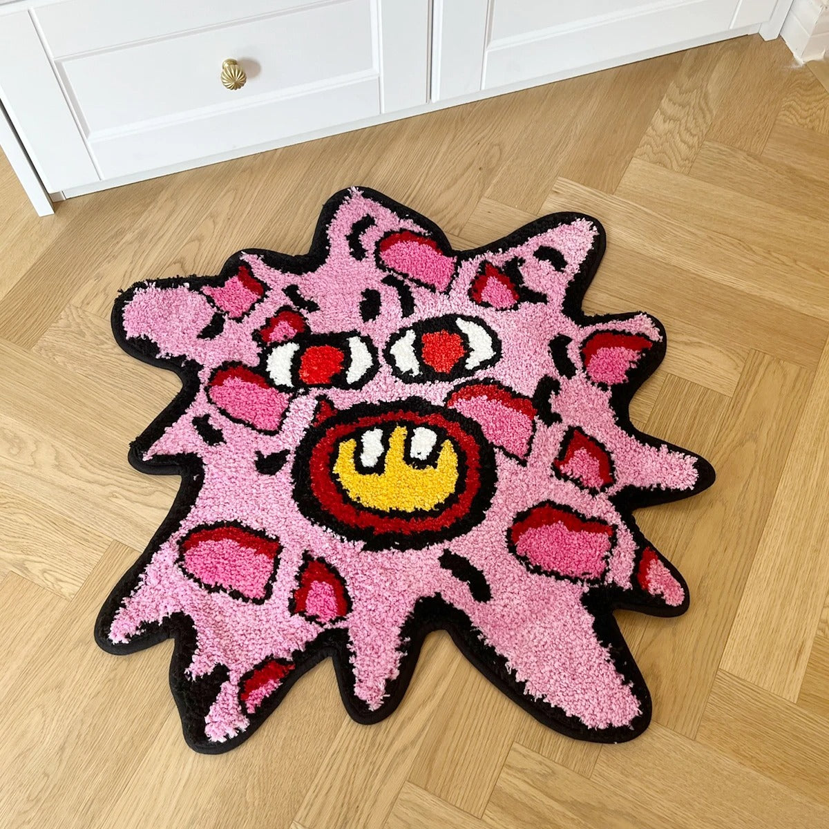 Red Pink 'Tyler The Creator' Inspired Cherry Bomb Explosion Tufted Rug