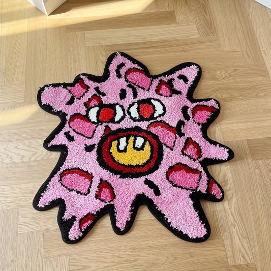 Red Pink 'Tyler The Creator' Inspired Cherry Bomb Explosion Tufted Rug