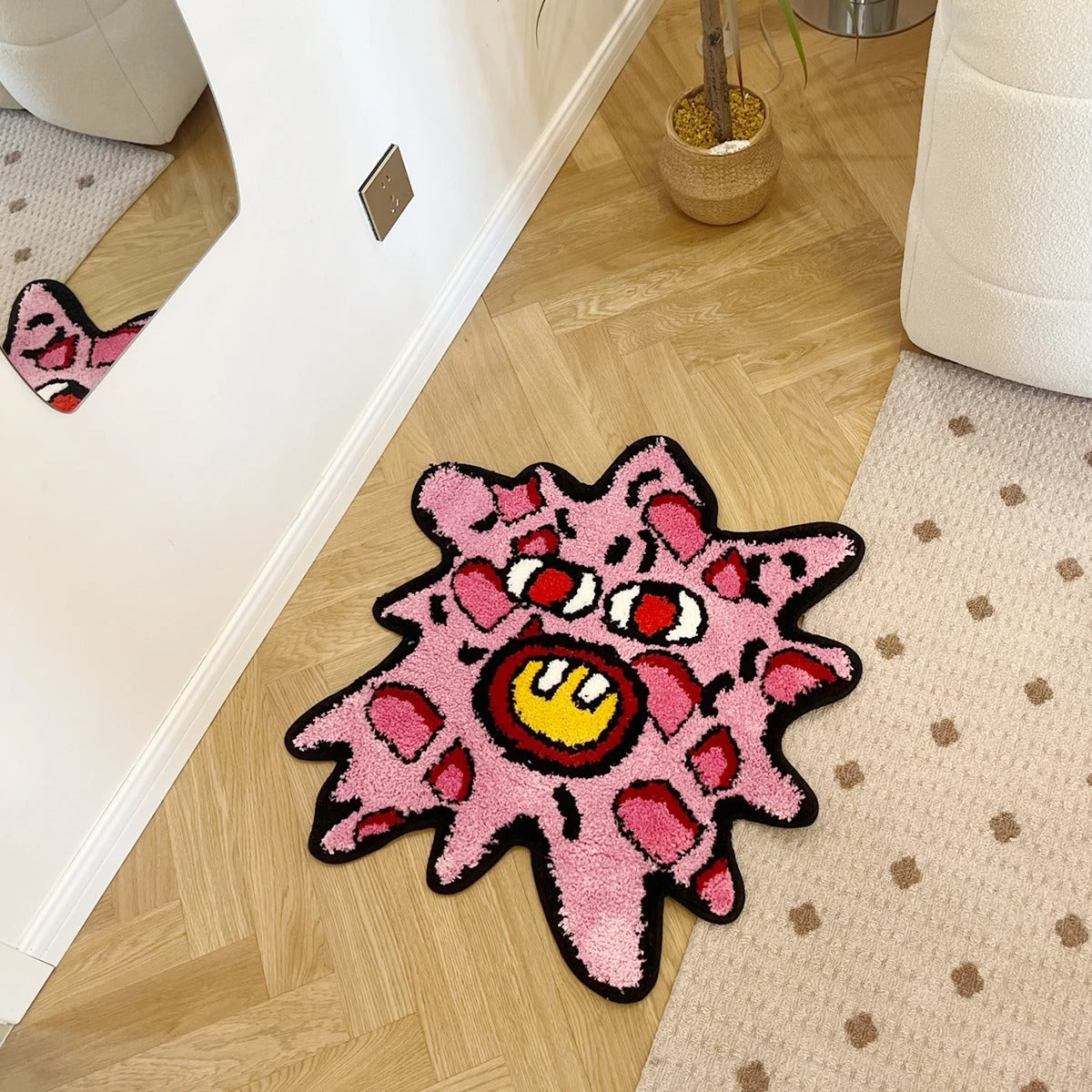 Red Pink 'Tyler The Creator' Inspired Cherry Bomb Explosion Tufted Rug