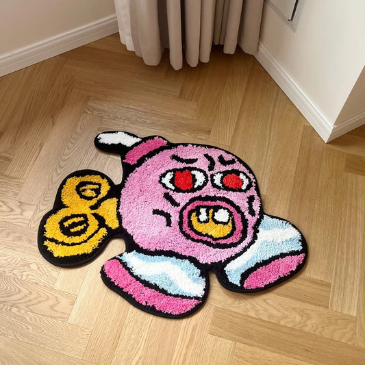 Red Pink 'Tyler The Creator' Inspired Cherry Bomb Ticking Tufted Rug