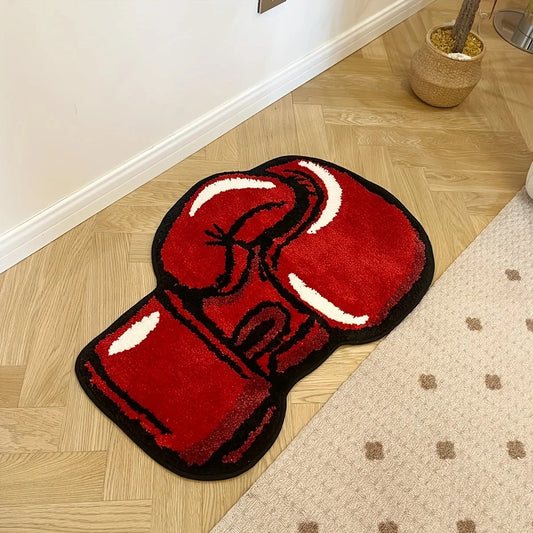 Red Punching Boxing Glove Tufted Rug