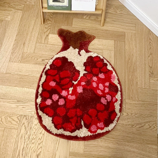 Red Sliced Pomegranate Fruit Tufted Rug