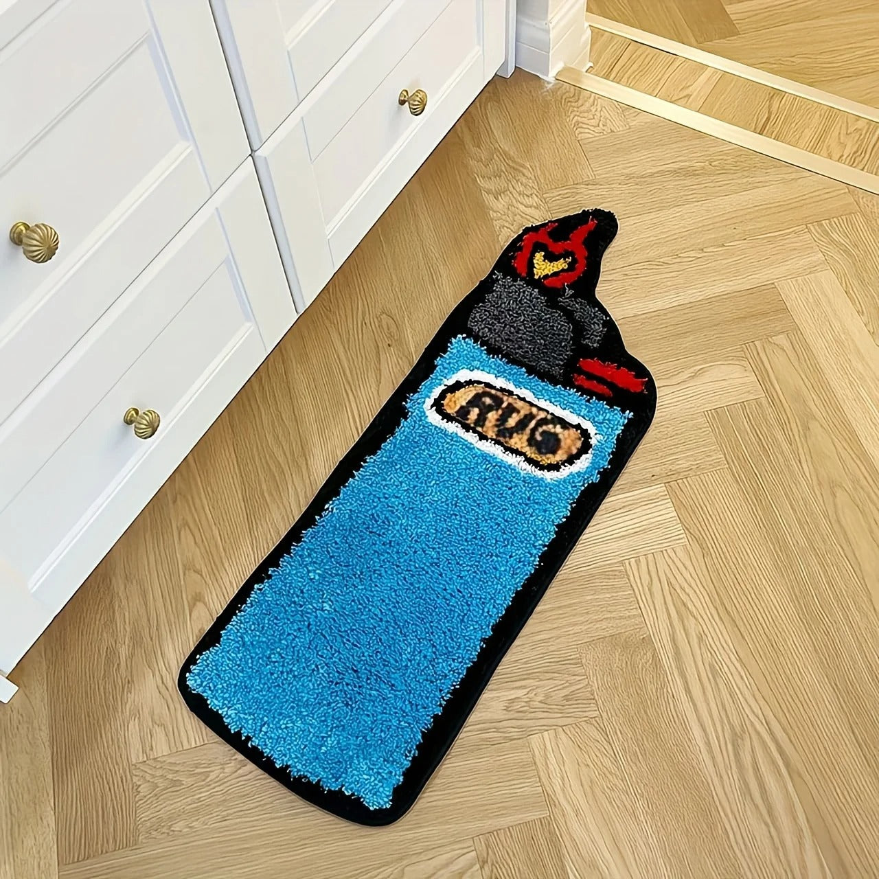 Retro Blue BIC Lighter Tufted Rug