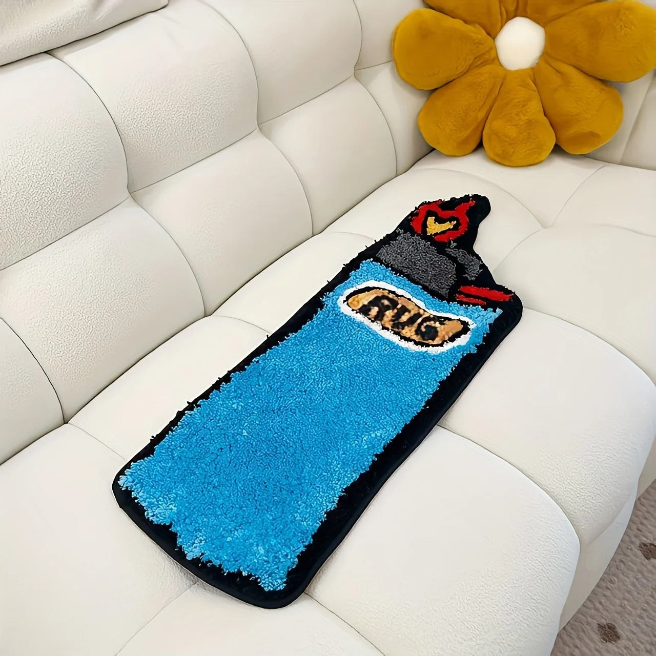 Retro Blue BIC Lighter Tufted Rug