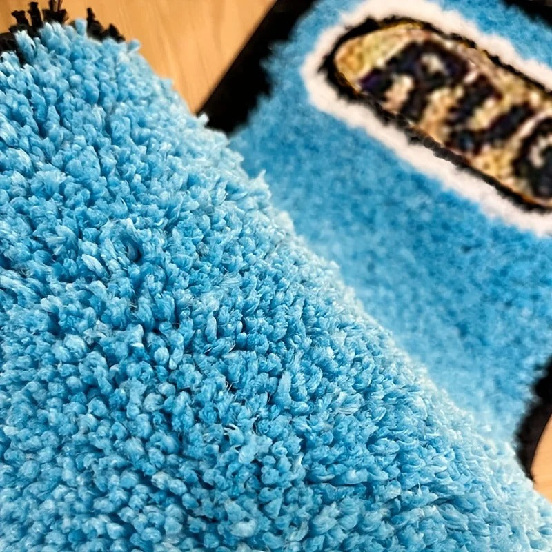 Retro Blue BIC Lighter Tufted Rug