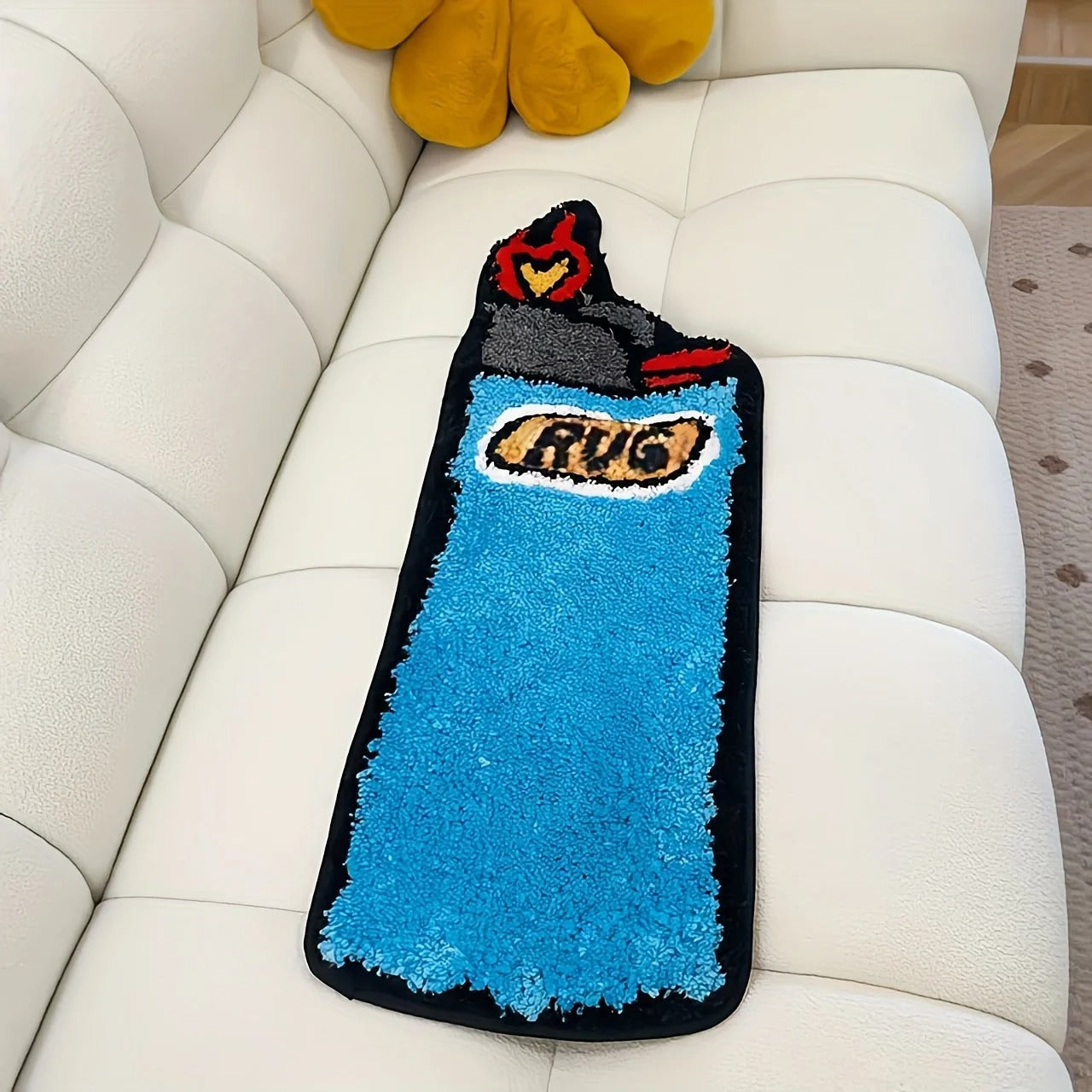 Retro Blue BIC Lighter Tufted Rug