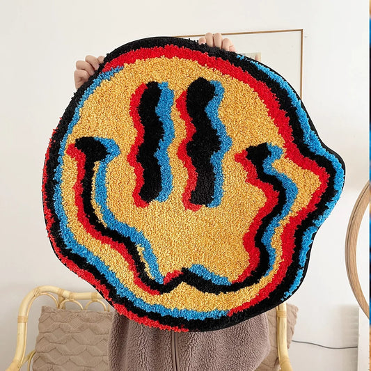 Trippy Smiling Face Tufted Rug