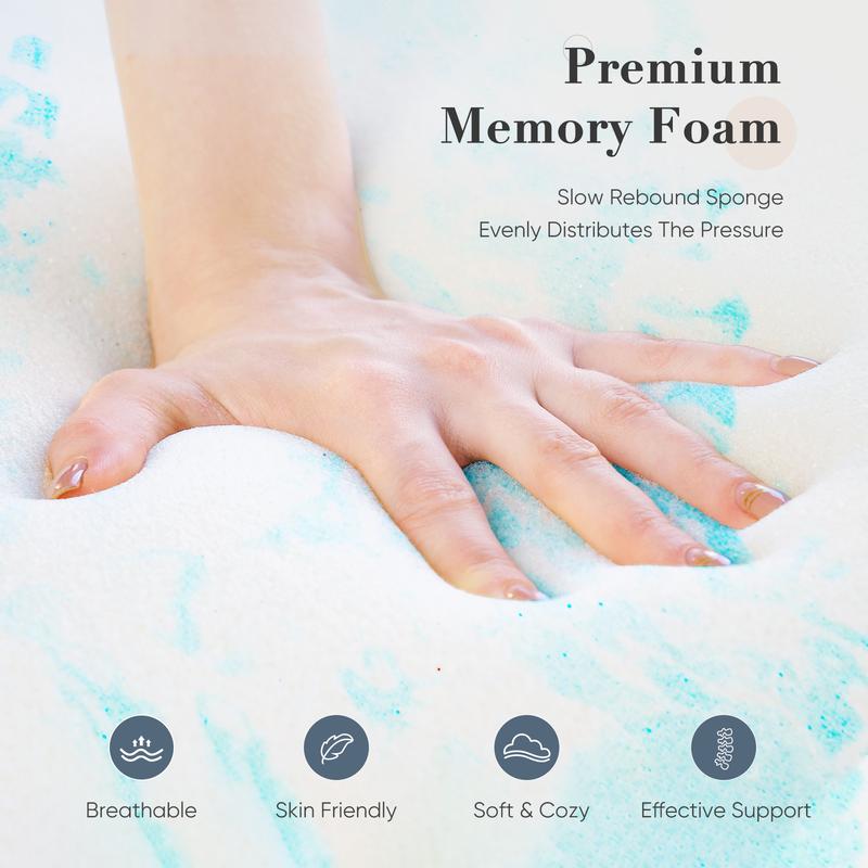 Ventilated Memory Foam Cooling Mattress Topper Pad CertiPUR-US Certified