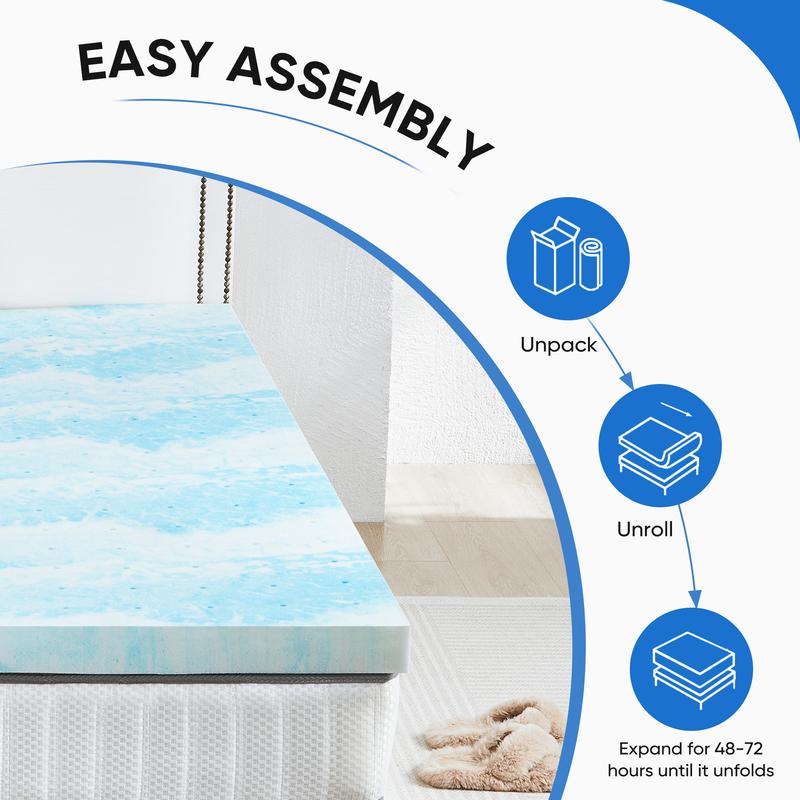 Ventilated Memory Foam Cooling Mattress Topper Pad CertiPUR-US Certified