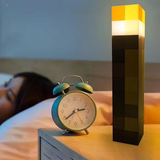 11.5 Inch Minecraft Themed Torch LED Night Light USB Rechargeable Table Lamp Kids Room Decor Birthday Party Toy Lights